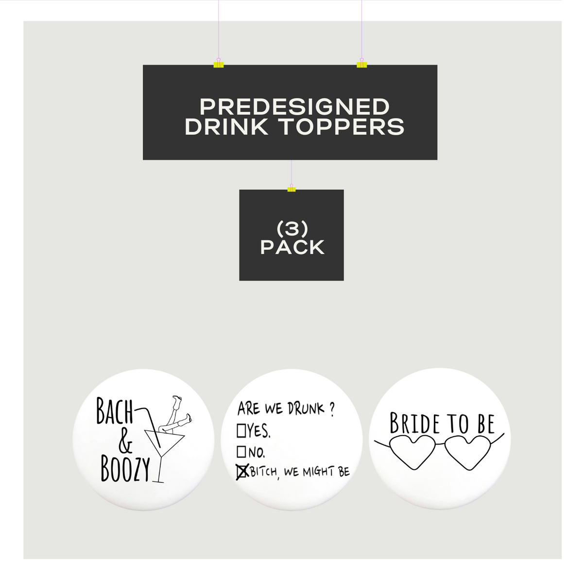 Bach and Boozy - A Pack of (3) Drink Toppers – Cocktail Graffiti